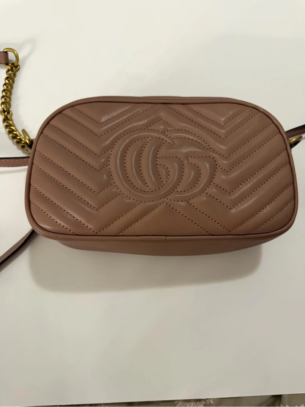 Gucci Brown Chevron Crossbody with Gold Double-G